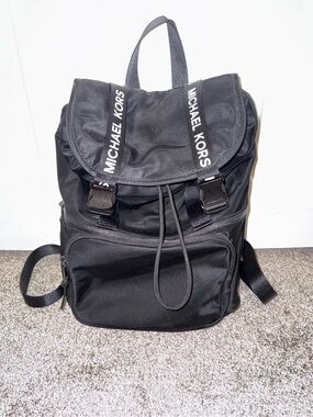 Michael Kors Black Logo Strap Nylon Backpack